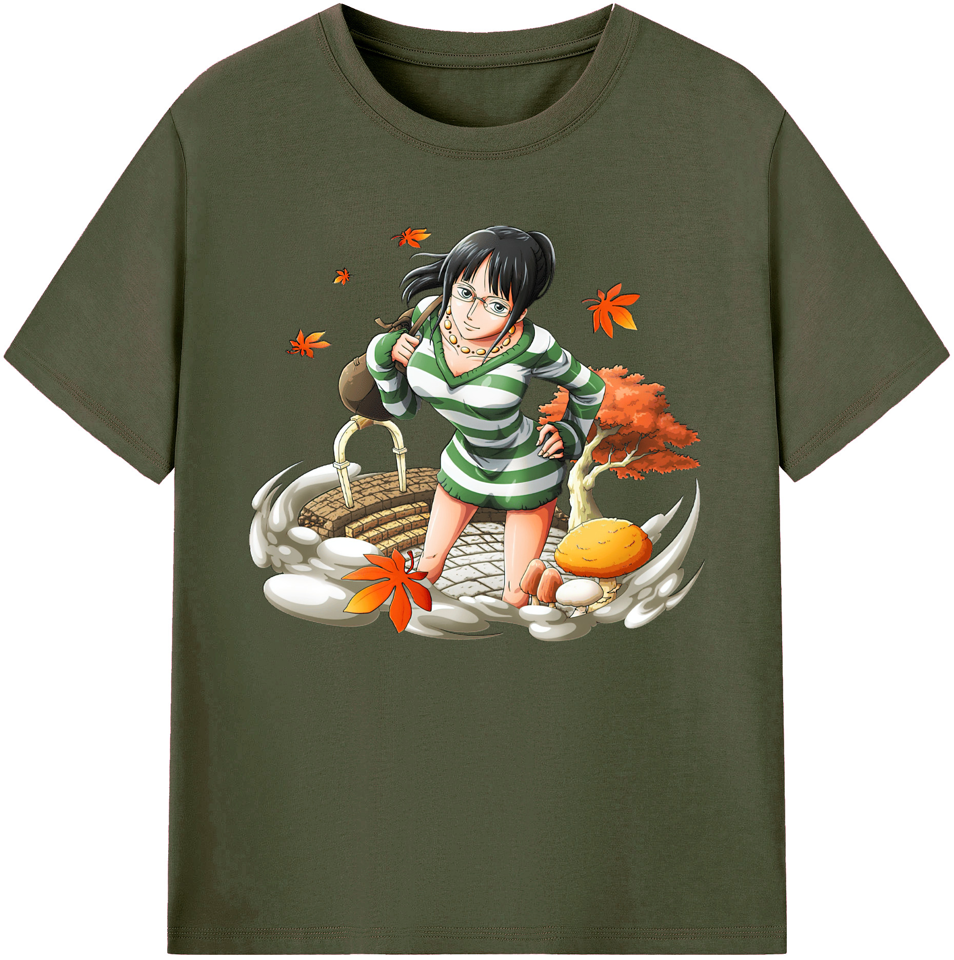 ワンピース ニコ・ロビン ONE PIECE Nico Robin 綿100％ メンズ半袖Tシャツ｜肌触りやわらか＆通気性